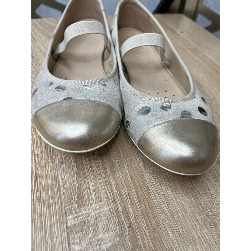 Geox Respira Jplie Big Girls Youth Shoes Beige Eu 35 Us 3.5 Mary Jane